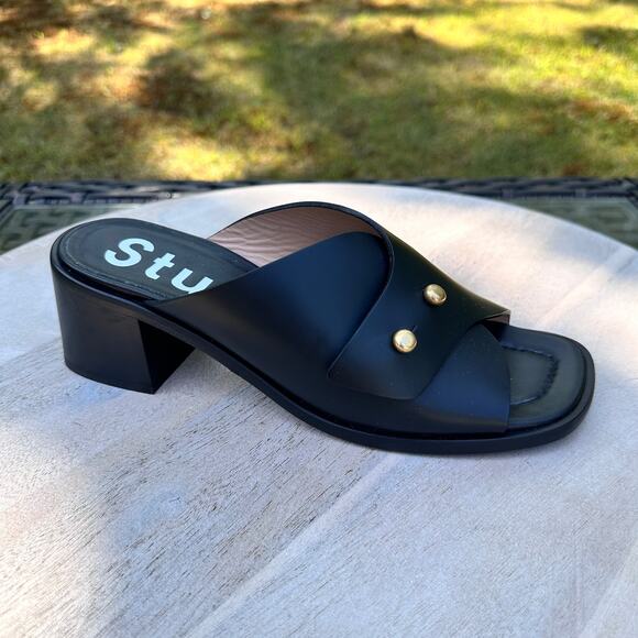 Acne Studios Joaney Womens Mules Sandals Black Leather Size 40 EU 10 US New - Picture 1 of 15